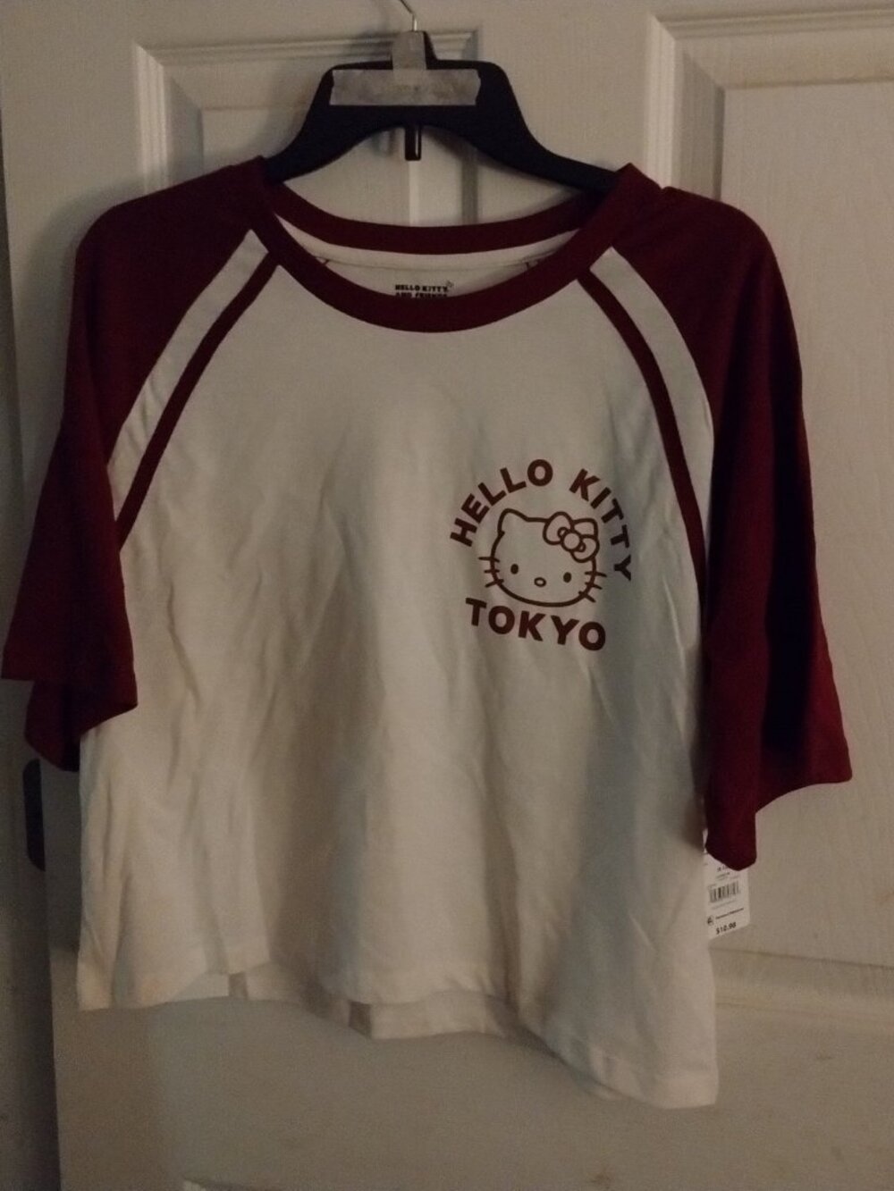 Hello Kitty woman's white/ maroon t- shirt